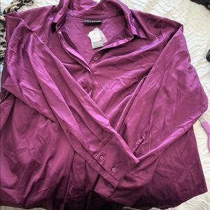 Lane Bryant Rich Purple Satin Blouse